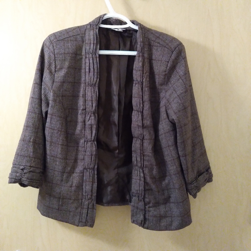 NWOT Christopher & Banks Brown Plaid Blazer (S)